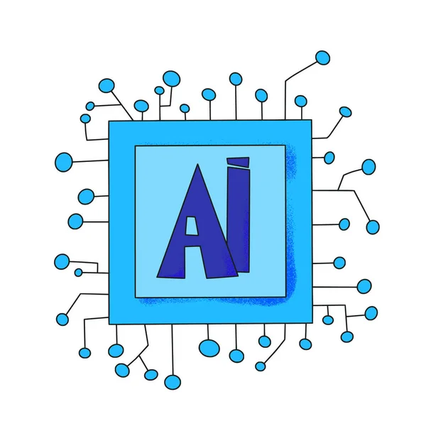 Artificial intelligence. AI hand drawn vector icon — Stock Vector