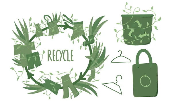 Recycle clothes sign. Vector eco friendly emblem. — Stock Vector