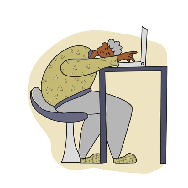Уставший человек сидит и спит. Векторный дизайн . — стоковый вектор
