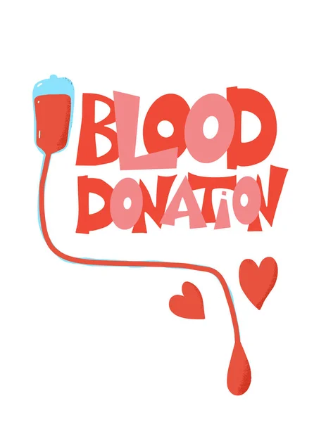 Blood donation text with decor Vector illustration — Stock Vector