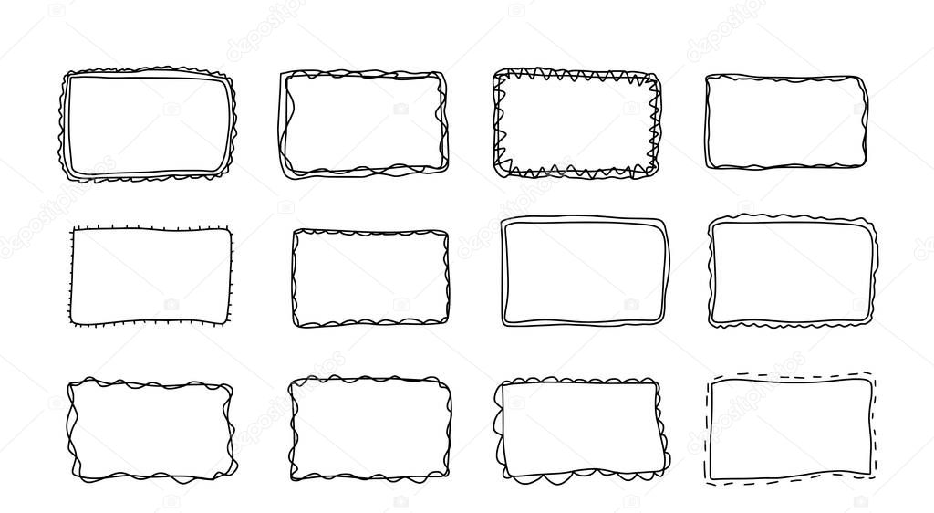 Set of hand drawn frames. Vector illustration.