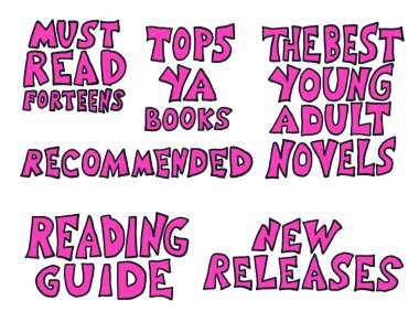 Evet, yazıtlar. Genç yetişkinlerin kitap cümleleri. Gençlere kitap okumakla ilgili el yazması alıntılar. Vektör çizimi.