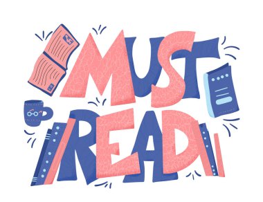 Metin amblemini okumalıyım. Şekil değiştirilmiş harfler. El çizimi alıntı. Vektör illüstrasyonu. 