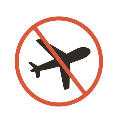 Uçuşları durdurun. Hastayken seyahat etmek değil. Vektör işareti illüstrasyonu.