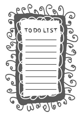 Liste şablonu yapmak için. Metin için kopyalama alanı ile el çizimi hatırlatıcı boş. Vektör illüstrasyonu. 