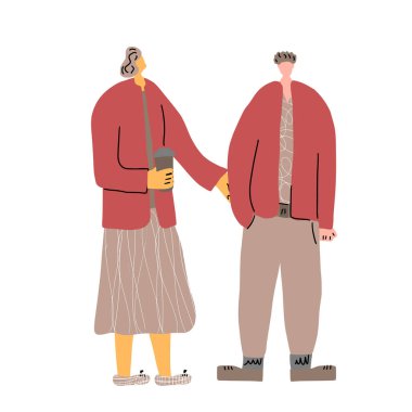 Bir çift. Aile üyeleri. Dostlar bir arada durur. Vektör çizimi.