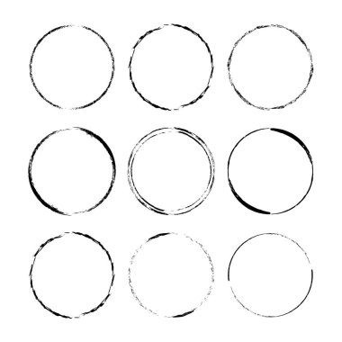 Grunge siyah çerçeveler kümesi. Kenarlıklar koleksiyonları. Beyaz arka plandaki kolaj elemanları.