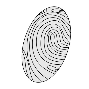 Kimlik parmak izleri. Giriş için güvenlik. Parmak izleri izole edilmiş beyaz arkaplan işareti. Biyolojik tanımlama sistemi. Vektör illüstrasyonu.