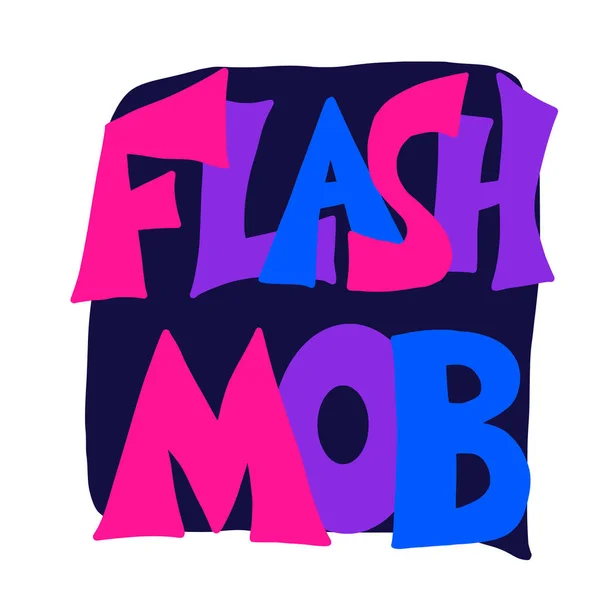 Flashmob Texte Stylisé Avec Bulle Vocale Emblème Foule Illustration Vectorielle — Image vectorielle