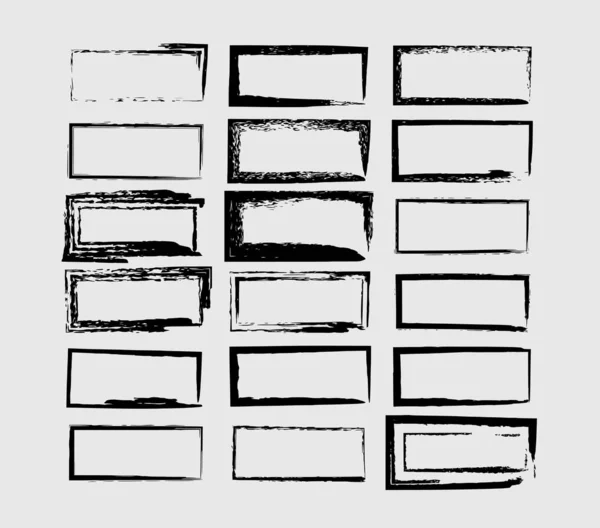グランジブラックフレームのセット コレクションに罫線を付します 白い背景に要素をコラージュします ベクトルイラスト — ストックベクタ