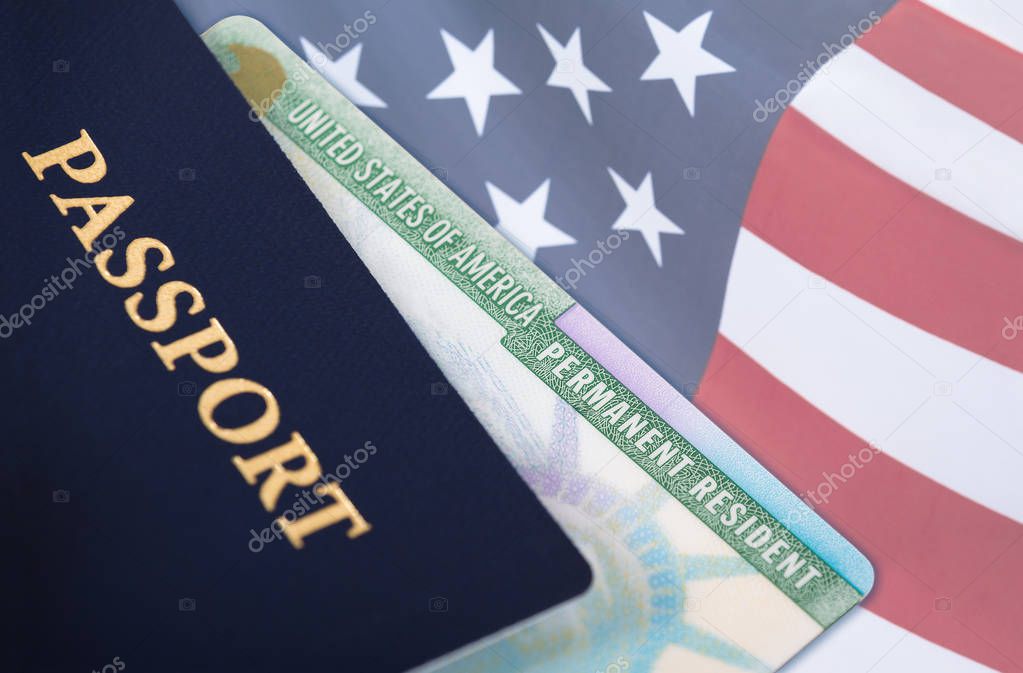 United States resident card, immigration concept