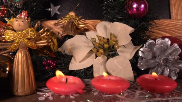 Decorazione Colorata Natale Candele — Video Stock