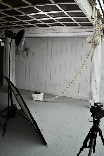 Localização estúdio configuração com corda grossa — Fotografia de Stock