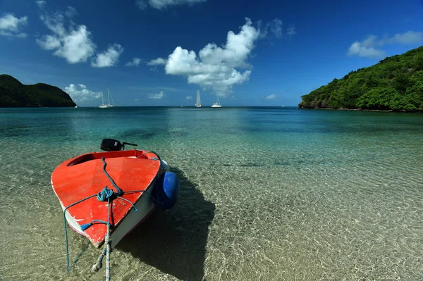 Boot Caribische Zee Een Zonnige Dag Helder Water — Stockfoto
