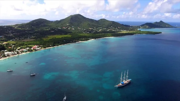 Top View Aerial Photo Flying Drone Amazing Seascape Paradise Beach — Stock Photo, Image