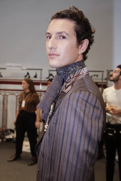 Milano Italien September Modell Ses Backstage Inför Etro Showen Milan — Stockfoto