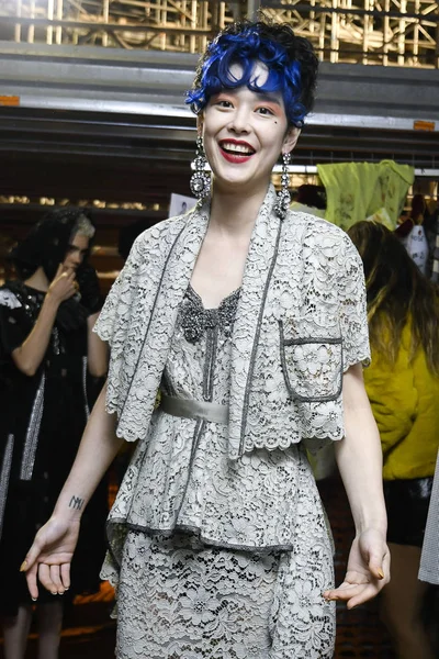 Milan Italy September Model Seen Backstage Ahead Antonio Marras Show — Stock Photo, Image