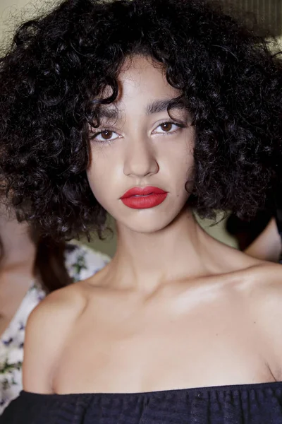 Milan Italy September Model Seen Backstage Ahead Blumarine Show Milan — Stock Photo, Image