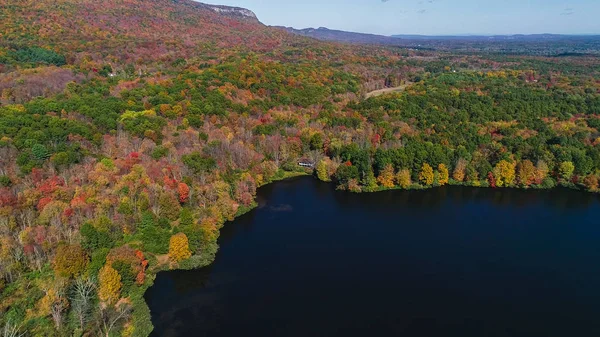 Vista Aérea Drone Lago Parque Estadual Outono — Fotografia de Stock