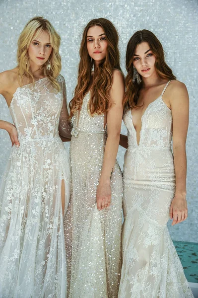 New York October Models Posing Galia Lahav Fall 2020 Bridal — стокове фото