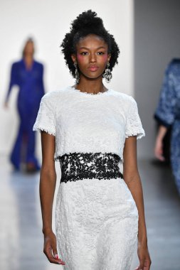 NEW YORK, NEW YORK - SEPTEMBER 05: A model walks the runway for Tadashi Shoji Spring/Summer 2020 during New York Fashion Week: The Shows at Gallery I at Spring Studios on September 05, 2019 in New York City. 