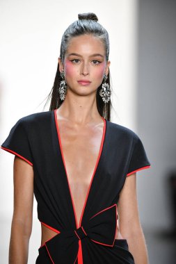 NEW YORK, NEW YORK - SEPTEMBER 05: A model walks the runway for Tadashi Shoji Spring/Summer 2020 during New York Fashion Week: The Shows at Gallery I at Spring Studios on September 05, 2019 in New York City. 