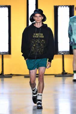 NEW YORK, NEW YORK - SEPTEMBER 05: A model walks the runway for Dirty Pineapple during New York Fashion Week: The Shows at Gallery I at Spring Studios on September 05, 2019 in New York City.