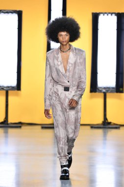 NEW YORK, NEW YORK - SEPTEMBER 05: A model walks the runway for Dirty Pineapple during New York Fashion Week: The Shows at Gallery I at Spring Studios on September 05, 2019 in New York City.