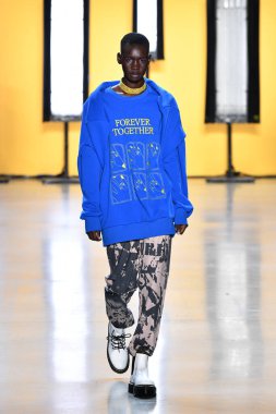 NEW YORK, NEW YORK - SEPTEMBER 05: A model walks the runway for Dirty Pineapple during New York Fashion Week: The Shows at Gallery I at Spring Studios on September 05, 2019 in New York City.