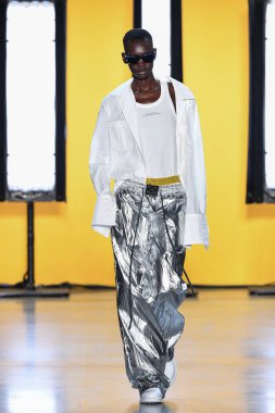 NEW YORK, NEW YORK - SEPTEMBER 05: A model walks the runway for Dirty Pineapple during New York Fashion Week: The Shows at Gallery I at Spring Studios on September 05, 2019 in New York City.