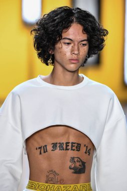 NEW YORK, NEW YORK - SEPTEMBER 05: A model walks the runway for Dirty Pineapple during New York Fashion Week: The Shows at Gallery I at Spring Studios on September 05, 2019 in New York City.