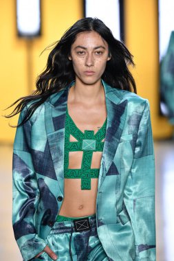 NEW YORK, NEW YORK - SEPTEMBER 05: A model walks the runway for Dirty Pineapple during New York Fashion Week: The Shows at Gallery I at Spring Studios on September 05, 2019 in New York City.