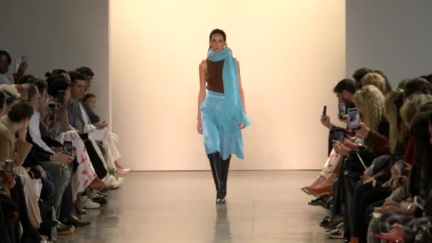 New York New York February Models Walk Runway Alessandra Alonso — Stockvideo