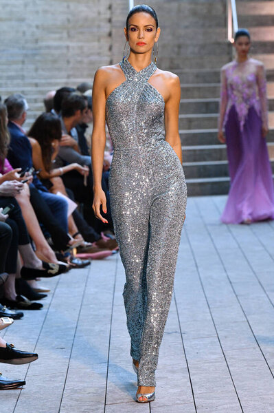 NEW YORK, NEW YORK - SEPTEMBER 10: A model walks the runway for Naeem Khan during New York Fashion Week: The Shows on September 10, 2019 in New York City.