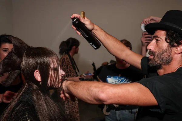 New York New York September Model Getting Ready Backstage Kaimin — Stock Photo, Image