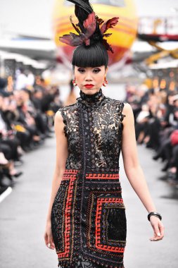 JAMAICA, NEW YORK - Şubat 06: Bir model Ani Alvarez Calderon için podyumda yürüyor: Jessica Minh Anhs 