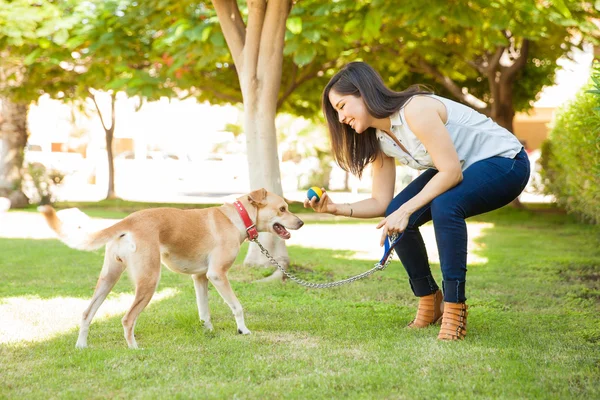 Woman about to throw a ball — Stock Photo, Image