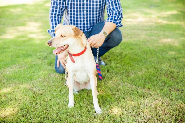 Giovane uomo con un guinzaglio — Foto Stock