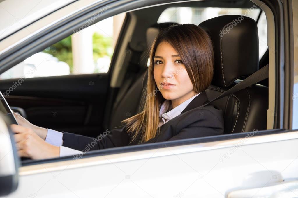 businesswoman driving a car 