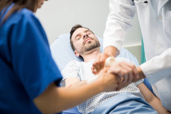 doctors put on some bandages