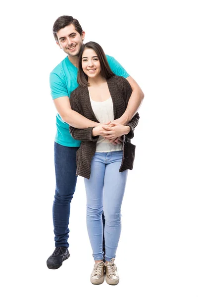 Man hugging girlfriend — Stock Photo, Image