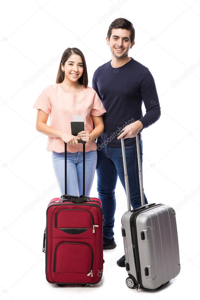 Cute couple going on trip