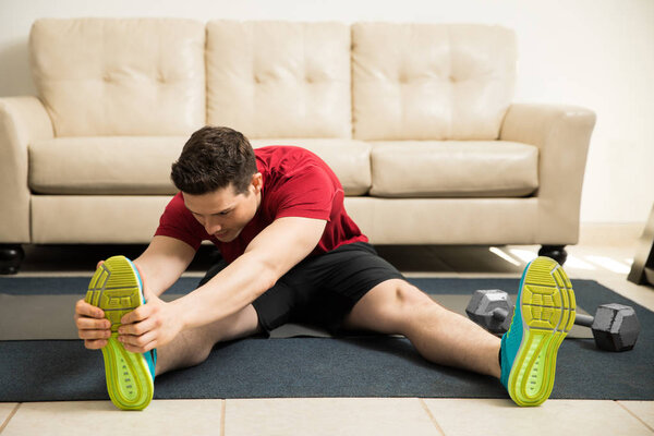 Man stretching and warming up