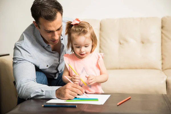 Father and daughter coloring book — Stock Photo, Image