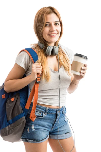 College studente bere caffè — Foto Stock