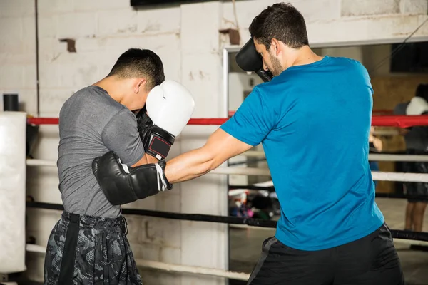 Masculino boxeador dando um soco — Fotografia de Stock