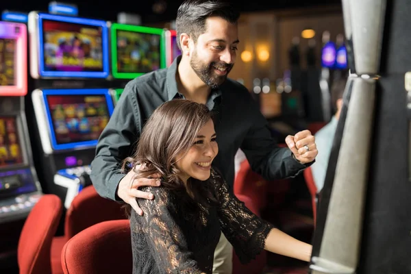 Cheerful couple winning some money — Stock Photo, Image