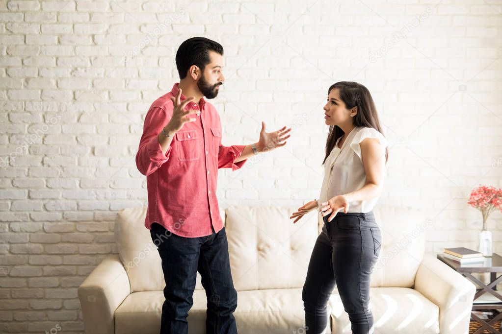 Couple having argument at home 