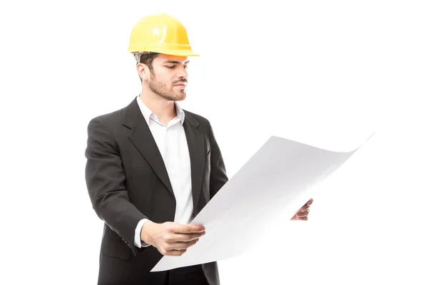 Architect reviewing building plans — Stock Photo, Image