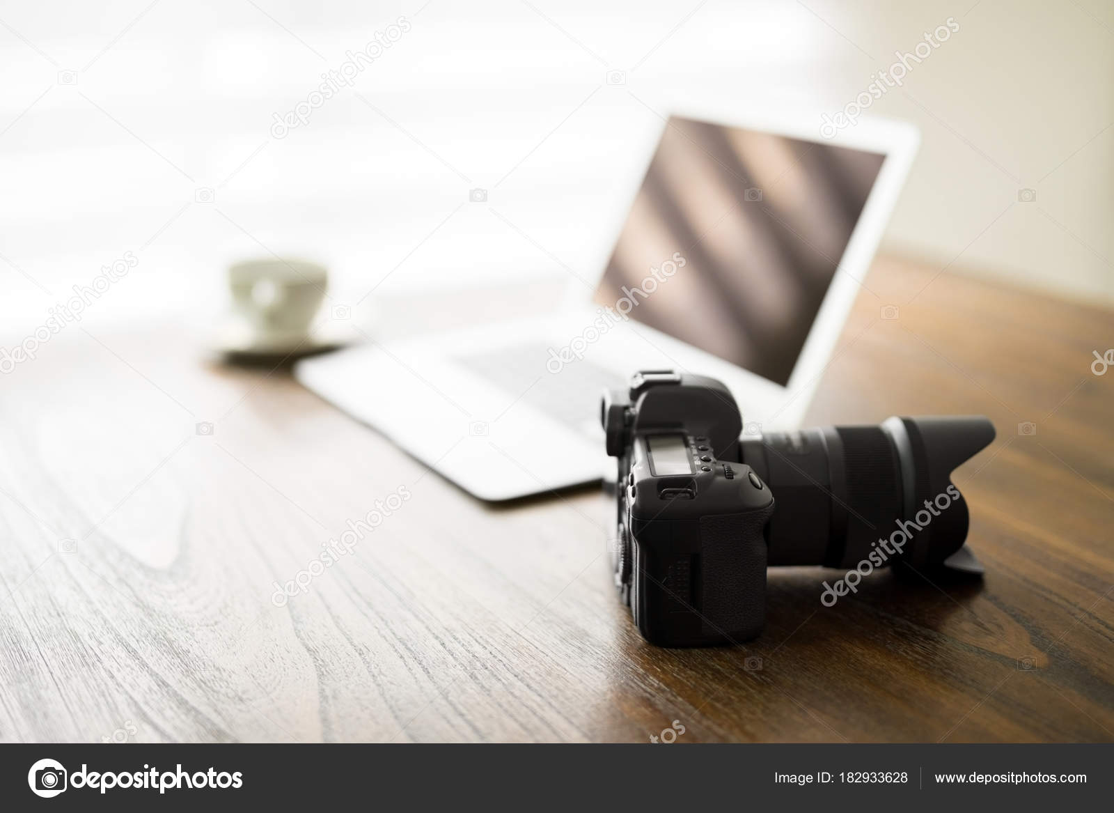 Professional Camera On Work Desk Stock Photo C Tonodiaz 182933628